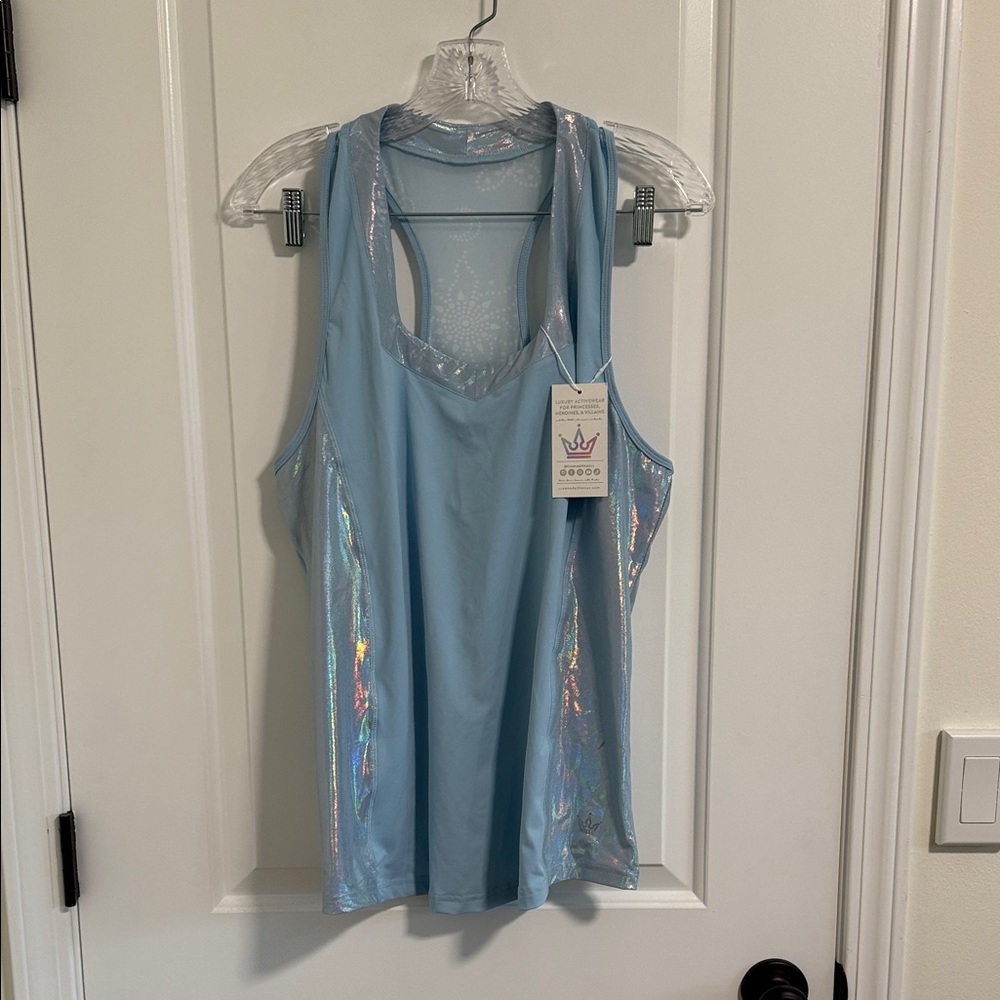 Blue Iridescent Prism Crowned Athletics Tank Top